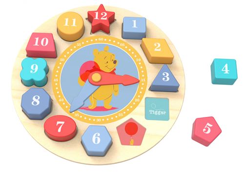 Disney horloge en cuir/Puzzle Winnie l'ourson 22 cm en bois 13 pièces