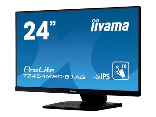 iiyama ProLite T2454MSC-B1AG - Écran LED - 23.8 - écran tactile - 1920 x 1080 Full HD (1080p) @ 60 Hz - IPS - 250 cd/m² - 1000:1 - 5 ms - HDMI, VGA - haut-parleurs - noir mat