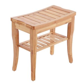 Tabouret En Bambou Tablette Avec Etagere De Rangement De Douche De