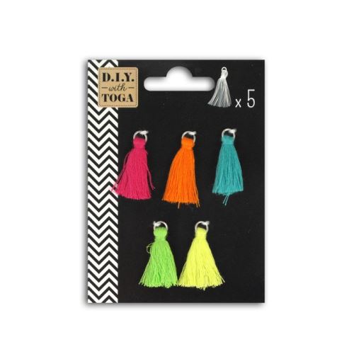 5 pompons aux couleurs vives 1,5 cm - Bollywood