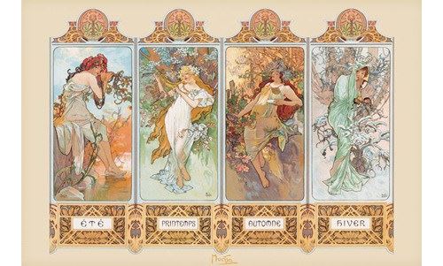 Maxi Poster 91,5 x 61 cm Seasons, 1896 By Alphonse Marie Mucha
