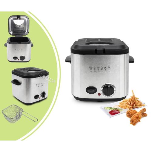 Leogreen - Friteuse, Machine à Frire Électrique, Argent, Couvercle ouverture facile, 1,2 Litre(s), avec panier, Puissance électrique: 840 W