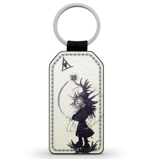 Porte-Cle Noir en Simili Cuir Leather Skull Kid Vintage The Legend of Zelda Majoras Mask