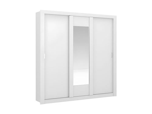 Armoire avec miroir ROXANE - 3 portes coulissantes - L. 220 cm - Blanc