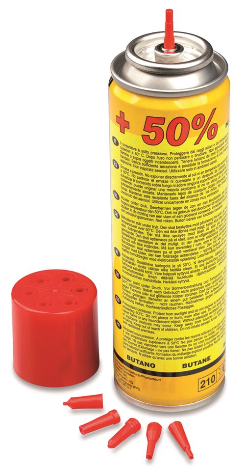 Providus Jaune Cartouche De Gaz Butane 90Gr Livrée Avec 6 Adaptateurs De Recharge Kemper
