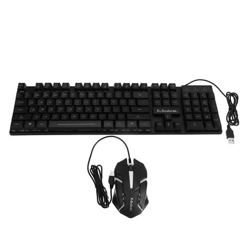 souris KM320 clavier de jeu filaire USB étanche 104 touches LED et 1000DPI ensemble combiné rétro-éclairage changeant multicolore