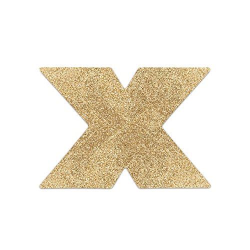 BIJOUX INDISCRETS Flash Croix, Cache-Sein Auto-Fixant & Hypoallergénique en Tissu Souple Pailleté, Or