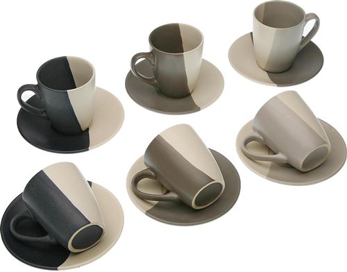 Versa - Coffret 6 tasses à thé avec soucoupes Elene