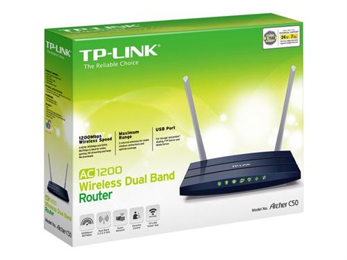 TP-Link Archer C50 - V3 - draadloze router - 4-poorts switch - 802.11a/b/g/n/ac - Dual Band