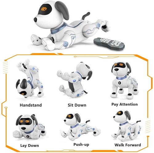 Robot chien pour enfants intelligent télécommandé,danser chanter et  tirer,interactif 6 ans+ recharge usb noir - Conforama
