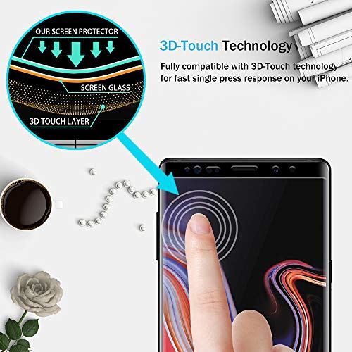 MASCHERI Verre Trempé pour Samsung Galaxy Note 9, [3D Couverture Complète] [Résistant aux Rayures][Cadre de positionnement ] Film Protection écran - Noir