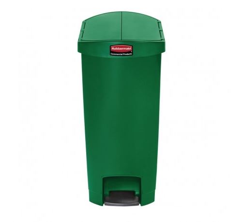 Poubelle à pédale frontale étroite50l verte slim jim end step on