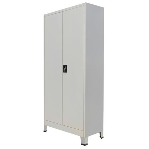 Armoire De Rangement A 2 Portes Pliantes Pour Bureau Coloris Gris