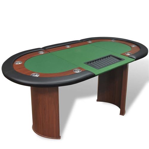 vidaXL Table de poker avec lieu de croupier et bac de jetons pour 10 joueurs Vert