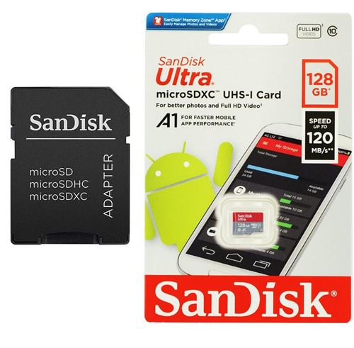 Carte Mémoire SanDisk Ultra Plus MicroSDXC UHS-I 128 Go avec