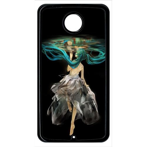 Coque Manga Fille Cheveux Bleu Compatible Google Nexus 6 Transparent