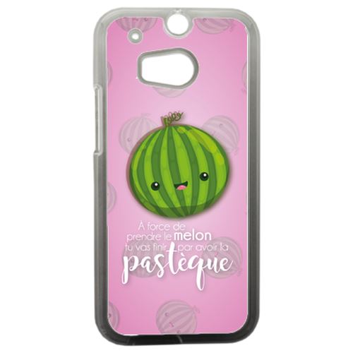Coque Force De Prendre Le Melon Tu Vas Finir Par Avoir La Pastque Fond Rose Pale Compatible Htc One 2 M8 Transparent