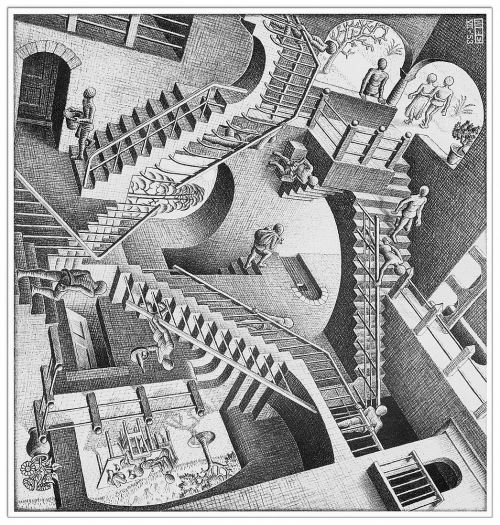 ESCHER - Relativity, 1953 (Panneaux MDF 43x40 cm)