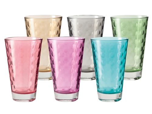 Verres à eau avec cercles en relief multicolore - Lot de 6 assortis OPTIC