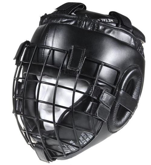 Casque de boxe avec grille de protection-XL-Noir-XL--XL-Noir--------------Noir-