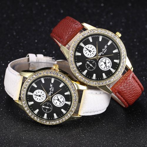OHP Montre à bracelet Montre en quartz strass platine - brun