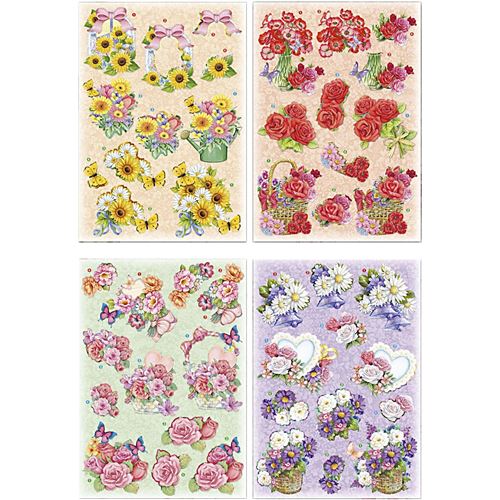 Creotime Feuilles de fleurs 3D 21x30 cm 4 pièces