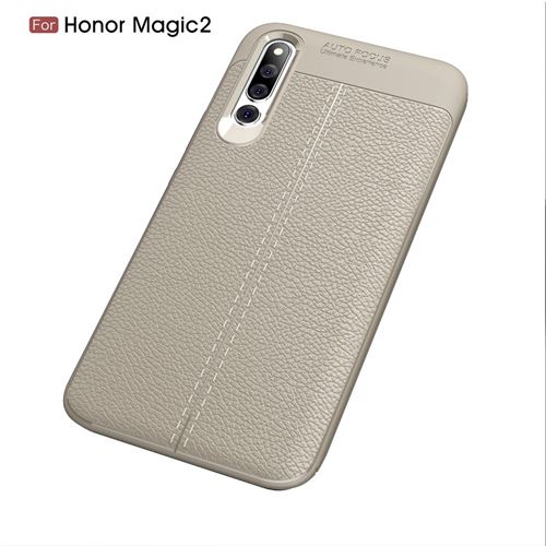 Coque en TPU litchi mou gris pour votre Huawei Honor Magic 2