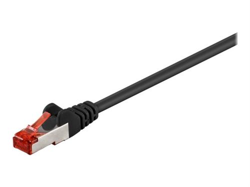 goobay - Cordon de raccordement - RJ-45 (M) pour RJ-45 (M) - 15 cm - SFTP, PiMF - CAT 6 - sans halogène, moulé, sans crochet - noir