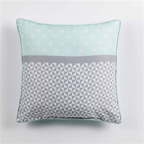 Coussin passepoil 40 x 40 cm polyester imprime matik des. place Menthe