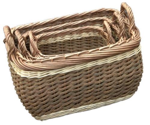 Lot de 3 trois tons de stockage Paniers en osier Log