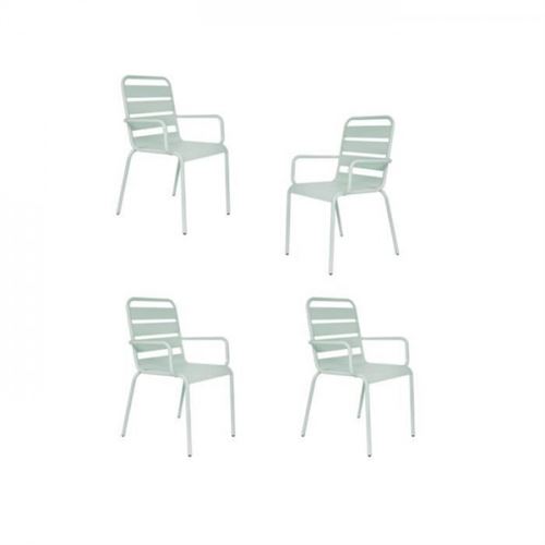 Lot de 4 fauteuils de jardin Acier Céladon Vert