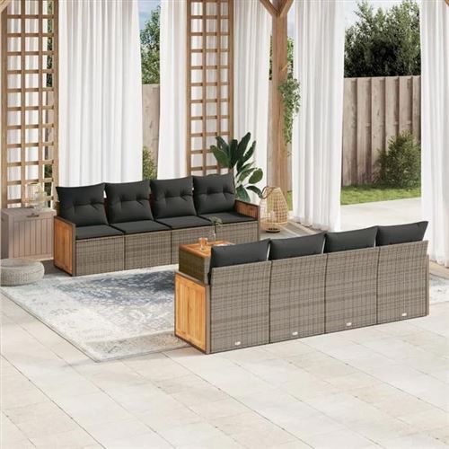 Non Communiqué Gris Salon De Jardin Modulable Vidaxl Resine Tressee 9 Pieces X 59 X 69 8 Personnes