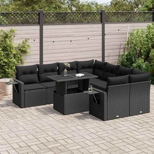 Non Communiqué Noir Salon De Jardin Vidaxl Resine 9 Personnes 9 Pieces
