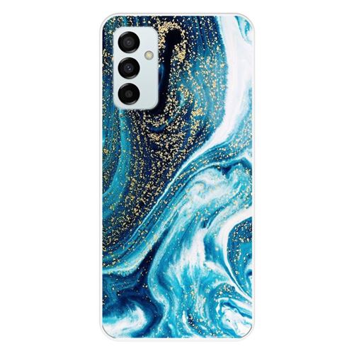 Coque en silicone imprimée compatible Samsung Galaxy M23 Marbre Bleu Pailleté