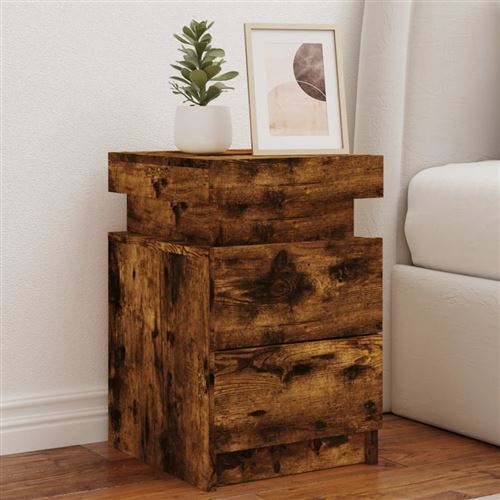 Vidaxl Table De Chevet Led - Chêne Fumé 35X39x55 Cm - Image 3