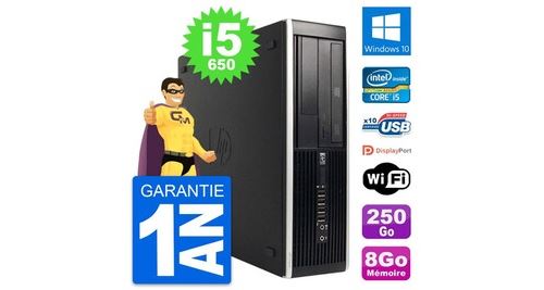Pc hp 8100 elite sff intel core i5-650 ram 8go disque dur 250go windows 10 wifi