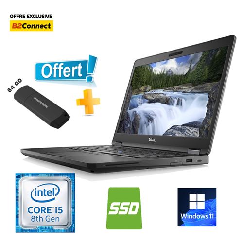 PC Portable Dell Latitude 5490 Intel Core i7-8650U Ram 16Go Disque SSD 128Go Windows 11 Clé Usb 3.0 Thomson 64Go Offerte