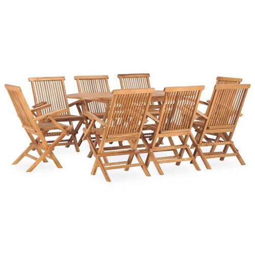 Non Communiqué Marron Salon De Jardin Vidaxl Bois Bois 9 Pieces 8 Personnes