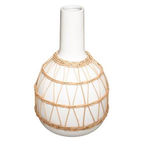 Non Communiqué Blanc Atmosphera Créateur D'intérieur - Vase Design En Céramique "Rotin" 28Cm