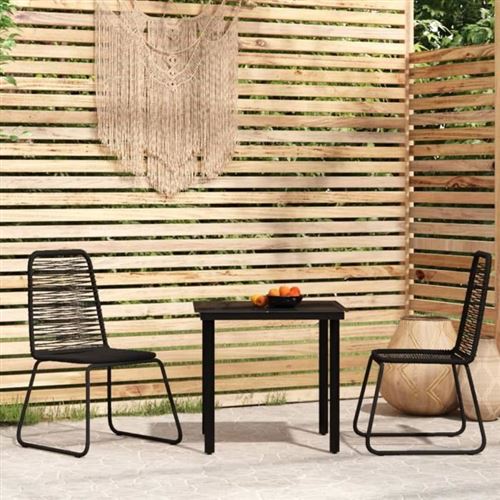 Vidaxl Noir Ensemble À Manger De Jardin 3 Pcs - Image 2