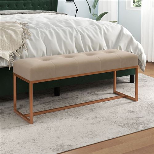 VIDAXL - Banc - Velours - Beige - 110x36x45 cm - Image 3