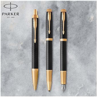 PARKER IM Premium Stylo bille, noir, recharge bleue pointe moyenne, Coffret cadeau