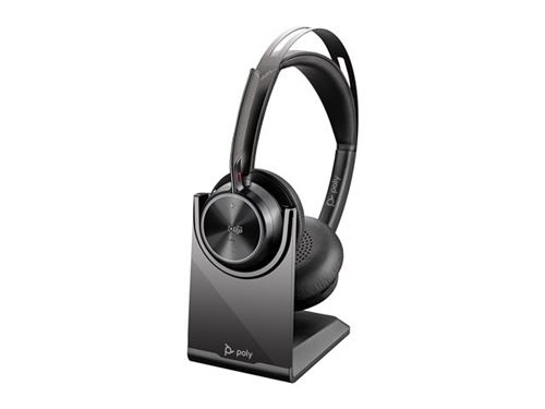 Poly Voyager Focus 2-M - Micro-Casque - Sur-Oreille - Bluetooth - Sans Fil, Filaire - Suppresseur De Bruit Actif - Usb-C Via Un Adaptateur Bluetooth - Noir - Certifié Pour Microsoft Teams