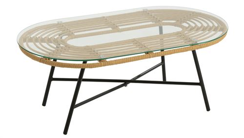 Table basse de jardin ovale métal bicolore Yvonne L 90 cm