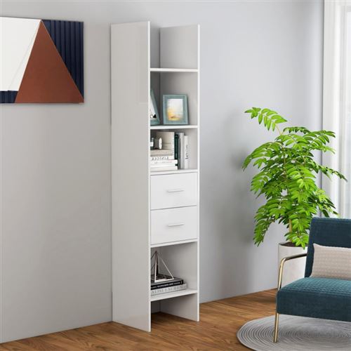 vidaXL Bibliothèque Blanc brillant 40x35x180 cm Bois d’ingénierie803422