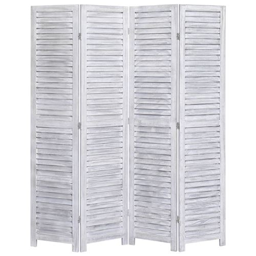 vidaXL Cloison de séparation 4 panneaux Gris 140x165 cm Bois