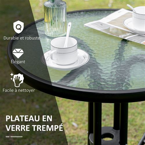 Outsunny Salon de jardin bistro pliable - table ronde Ø 60 cm avec 2 chaises  pliantes - acier blanc