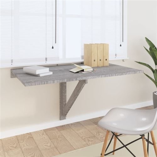 vidaXL Table murale pliable Sonoma gris 100x60x56 cm Bois d'ingénierie