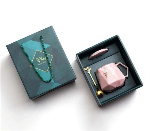 Coffret cadeau mug tasse de café en céramique - rose