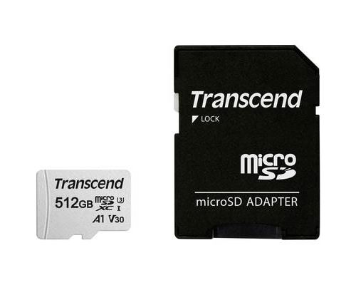Transcend 300S - Carte mémoire flash (adaptateur inclus(e)) - 512 Go - A1 / Video Class V30 / UHS-I U3 / Class10 - micro SDXC